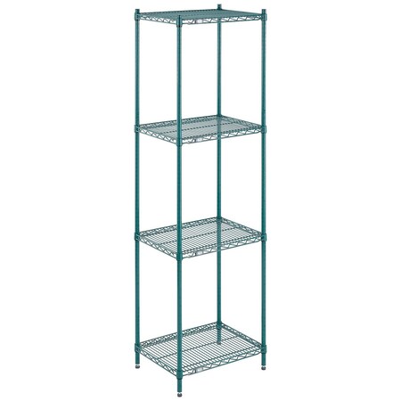 Nexel Wire Shelving, Green Epoxy, 24W X 18D X 86H 18248G